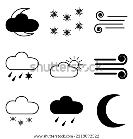 Weather Flat Icon Set Isolated On White Background