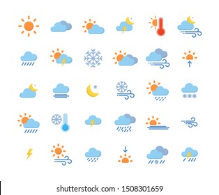 Weather flat icon set ,Vector Illustration.