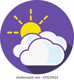 Weather flat icon sun with clouds