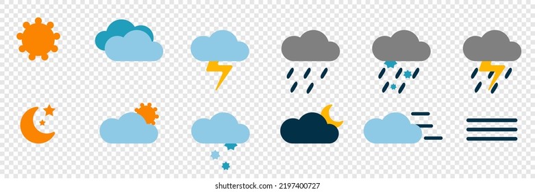 The Weather Flat Icon Vector Collection. Weather icons set color simple flat symbols isolated