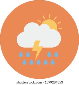 Weather Flat icons for cloud  & thunder 