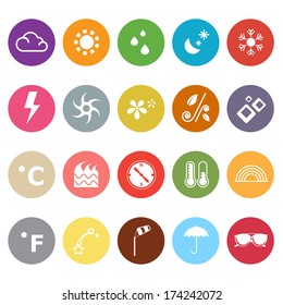 Weather flat icons on white background, stock vector