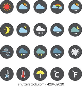 Weather flat icons set