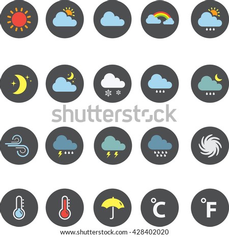 Weather flat icons set