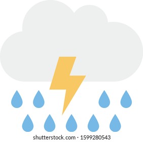 Weather Flat icons for thunder & rain 