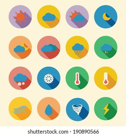 weather flat icons, vector symbols