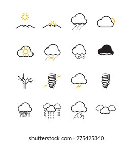 Weather flat linear icon set. vector illustration. vector illustration