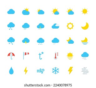 Weather flat mini vector icons.