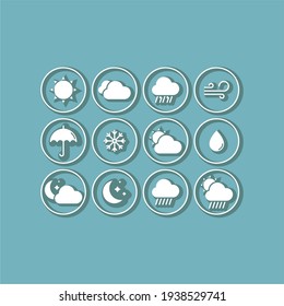 Weather flat vector icons set. Weather forecast icons