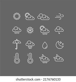 Weather flat vector icons set. Weather forecast icons