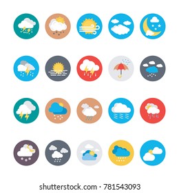 
Weather Flat Vector Icons Set
