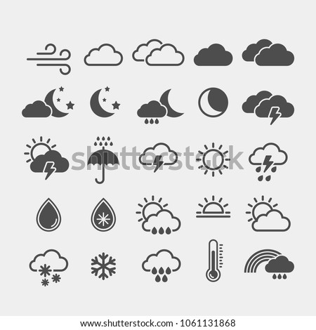 Weather flat vector icons set