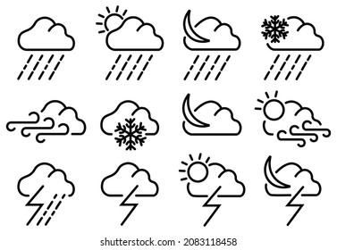 weather Flat vector symbols ,Weather forecast - outline web icon set