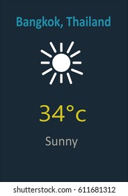 Weather Forcast Sunny Day In Bangkok, Thailand - Vector, Illustration, Infographic