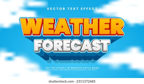 Weather forecast 3d editable text style effect. Blue elegant vector text effect.