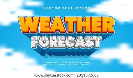 Weather forecast 3d editable text style effect. Blue elegant vector text effect.