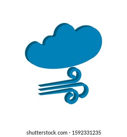Weather forecast 3D icon of wind isolated on white background. Weather symbol  in modern isometric style. For web site design and mobile apps. Vector illustration