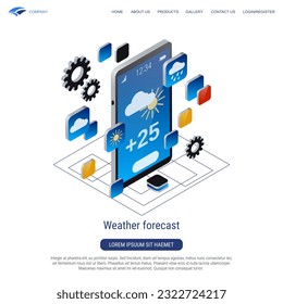 Weather forecast 3d isometric vector concept illustration