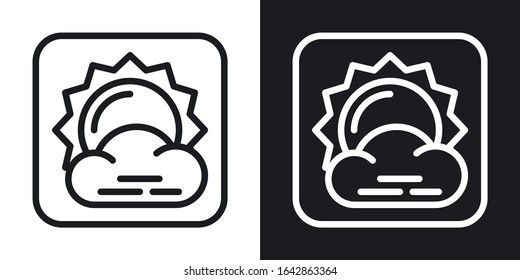 Weather forecast app icon for smartphone, tablet, laptop or other smart device with mobile interface. Minimalistic two-tone version on black and white background