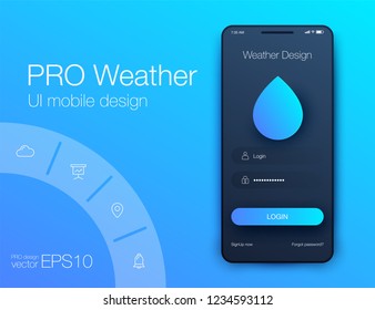 Weather Forecast App Ux Ui Design. Stock vector eps