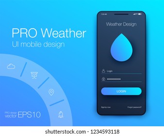 Weather Forecast App Ux Ui Design. Stock vector eps