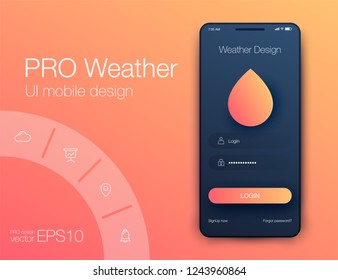 Weather Forecast App Ux Ui Design. Stock vector eps