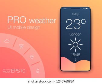 Weather Forecast App Ux Ui Design. Stock vector eps