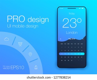 Weather Forecast App Ux Ui Design. Stock vector eps