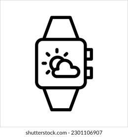 Weather forecast app widget icon. Daily application template. Thunderstorm, rain, sunny day, fog and winter snow. vector illustration on white background