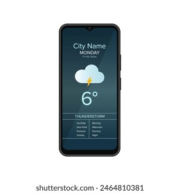 Weather Forecast Application Interface on Mobile Phone Vector Design