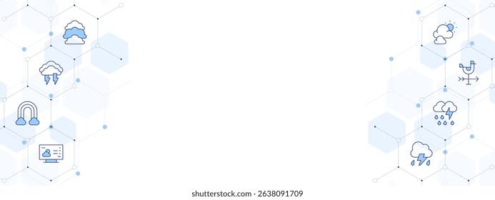 Weather forecast Banner Vector Illustration with Two-sided Icon Style. Line Duotone icon. Containing. cloudy, thunder, rainbow, weather, thunderstorm, storm