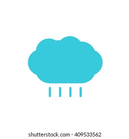 Weather forecast, blue cloud with rain color flat web icon, website logo, illustrated a color image on an isolated background