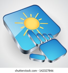 Weather forecast button with blue hand