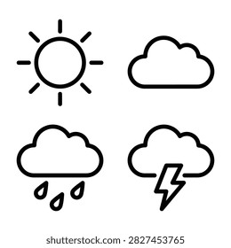 Weather Forecast Climate and Environment Line Icon Set