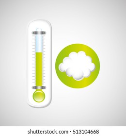 weather forecast cloud. thermometer green icon vector illustration eps 10
