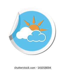 Weather forecast clouds with sun icon