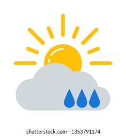 Weather forecast colorful icon. Flat rain symbol isolated on white background. Vector illustration EPS10.