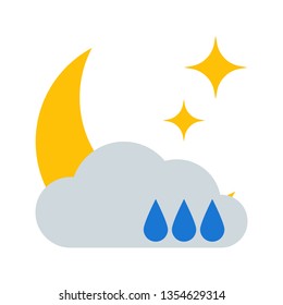 Weather forecast colorful icon. Flat cloudy night symbol isolated on white background. Vector illustration EPS10.