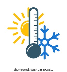 Weather forecast colorful icon. Flat  termometer symbol isolated on white background. Vector illustration EPS10.