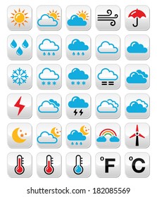Weather forecast colorful vector buttons set