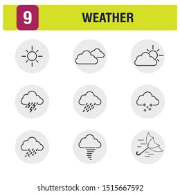 Weather forecast concept icons vector illustration. Web icon set 08.  
