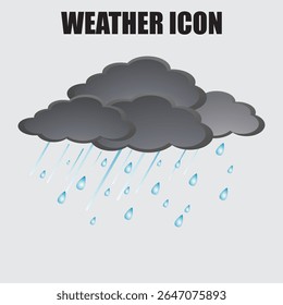 Weather forecast depiction showing rain falling from gray clouds, a simple graphic for meteorological updates.	
