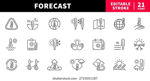 Wetter und vorhergesagte editierbare Liniensymbole gesetzt. Temperatur und Klima