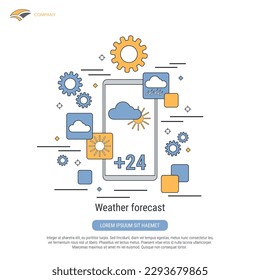 Weather forecast flat contour style vector concept illustration