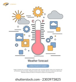 Ilustración del concepto de vector de contorno plano de previsión meteorológica