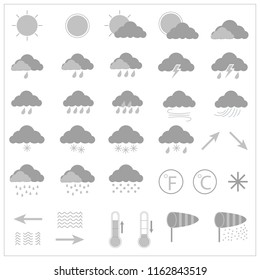 weather forecast flat icon set