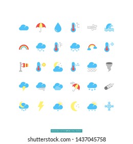 Weather Forecast Flat Icon Set Vector Illustration Logo Template For Website Or Mobile App.