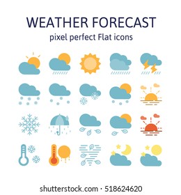 WEATHER FORECAST : Flat icons , pictogram and symbol collection.