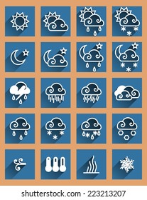 Weather forecast flat icons set