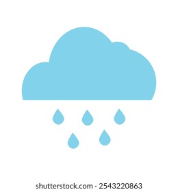 weather forecast icon, cloud and raindrops on transparent background